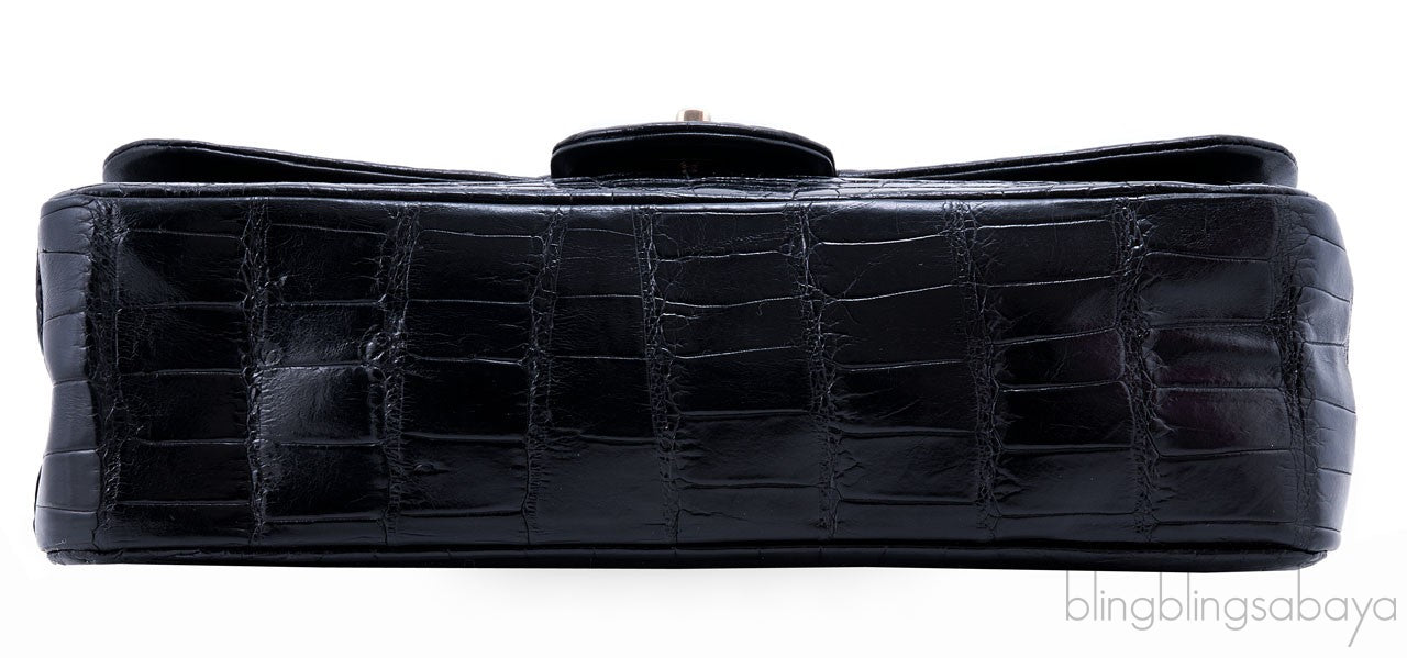 Classic Jumbo Black Shiny Croco