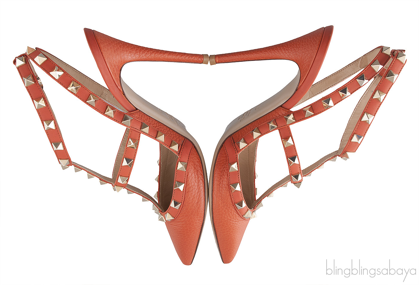 Rockstud Brique Gold Studs Heels 100