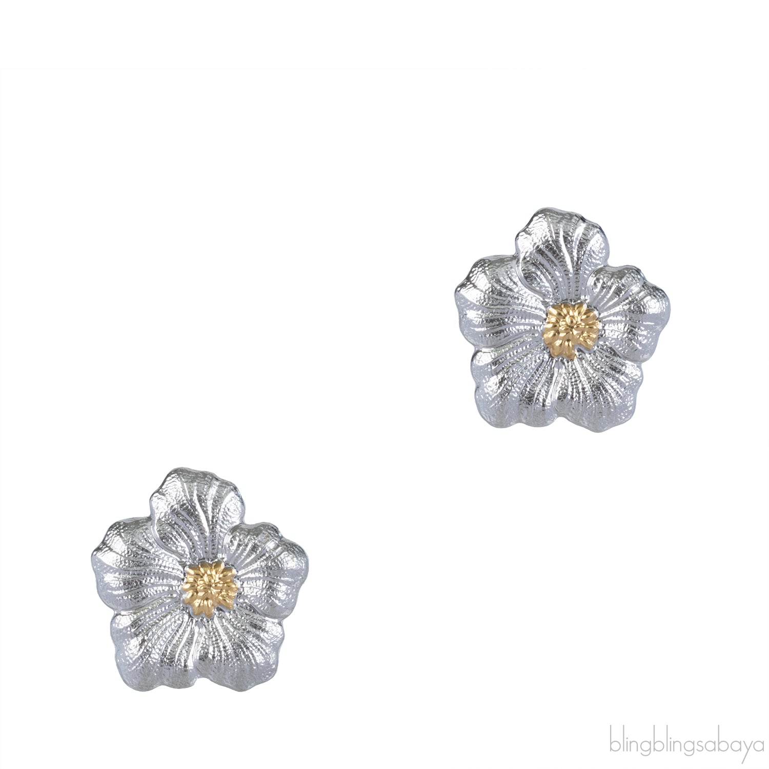 Buccellati Blossoms Gardenia Silver and Vermeil Button Earrings