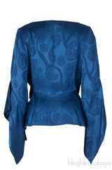Blue Wrap Long Sleeve Top