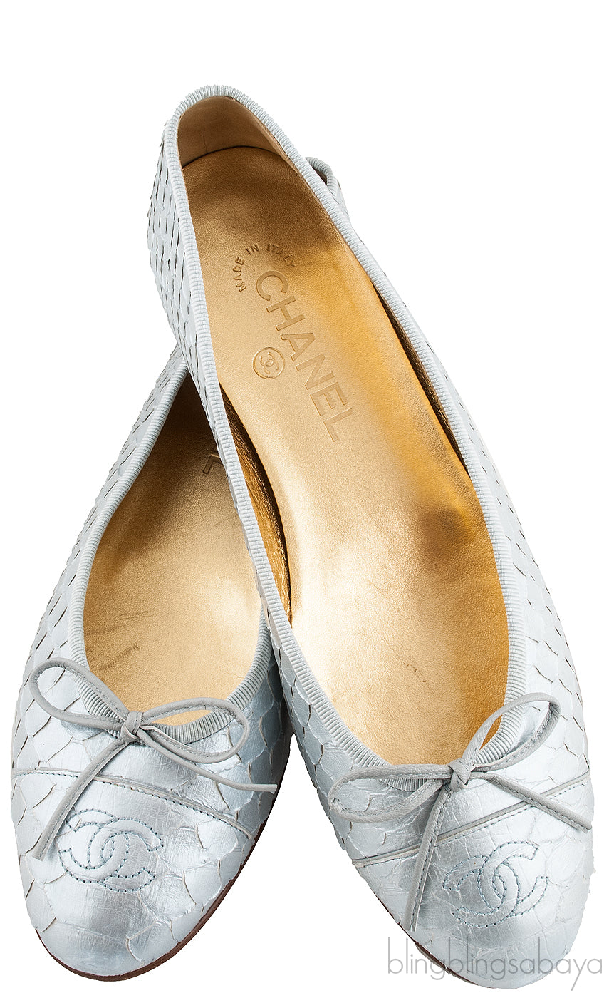 Silver Python Ballet Flat