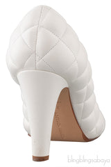 Bottega Veneta White Padded Block Square Toe Quilted Heels