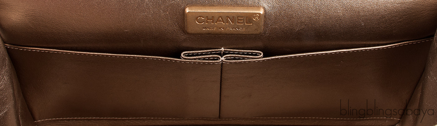 Metallic Gold Crocodile Flap Bag