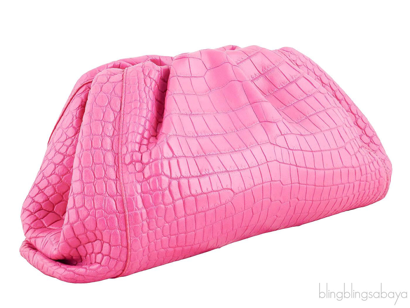 The Pouch Crocodile Pink Clutch