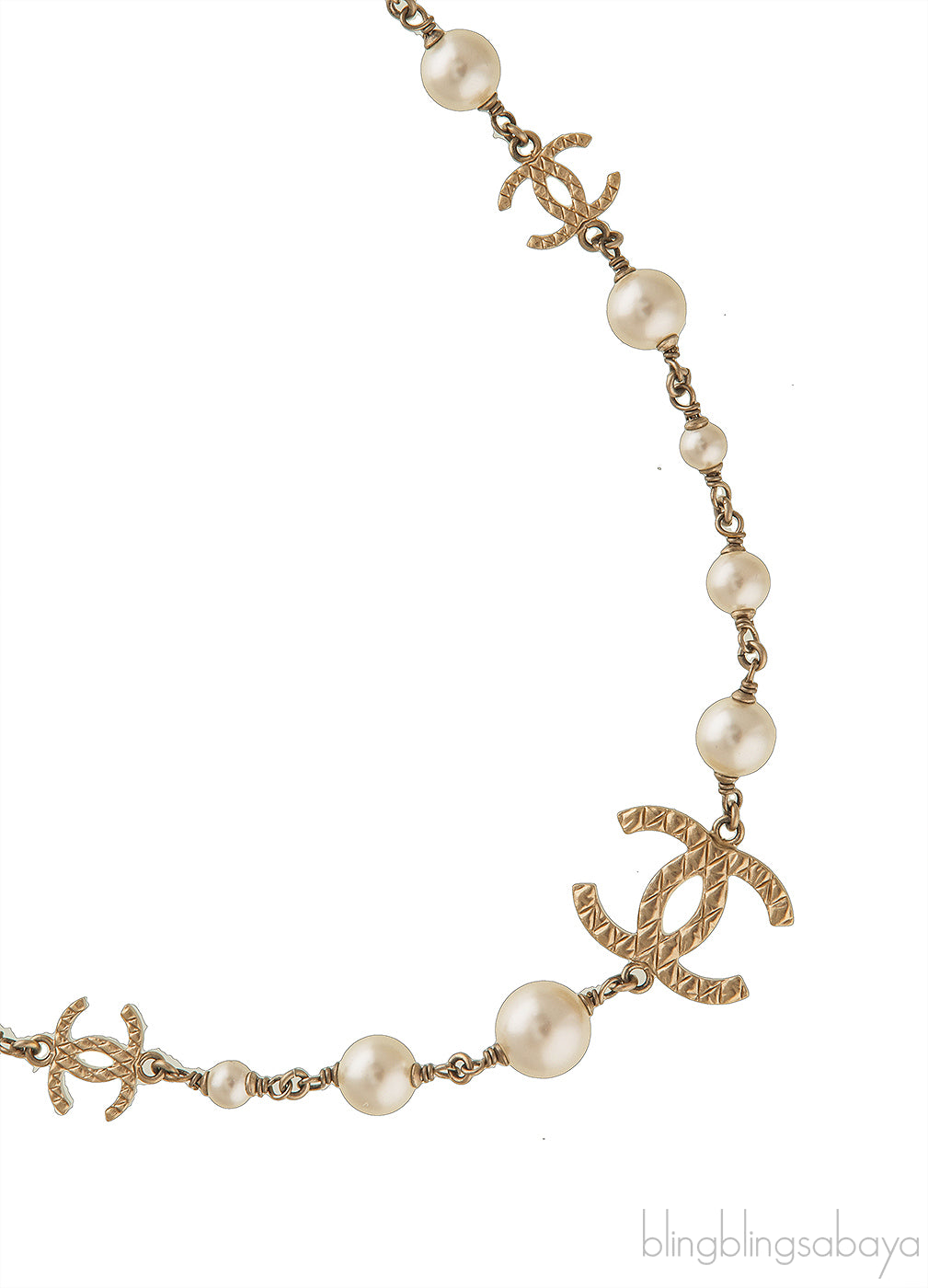 Gold CC Logo Pearl Necklace