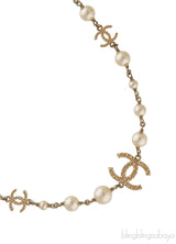 Gold CC Logo Pearl Necklace