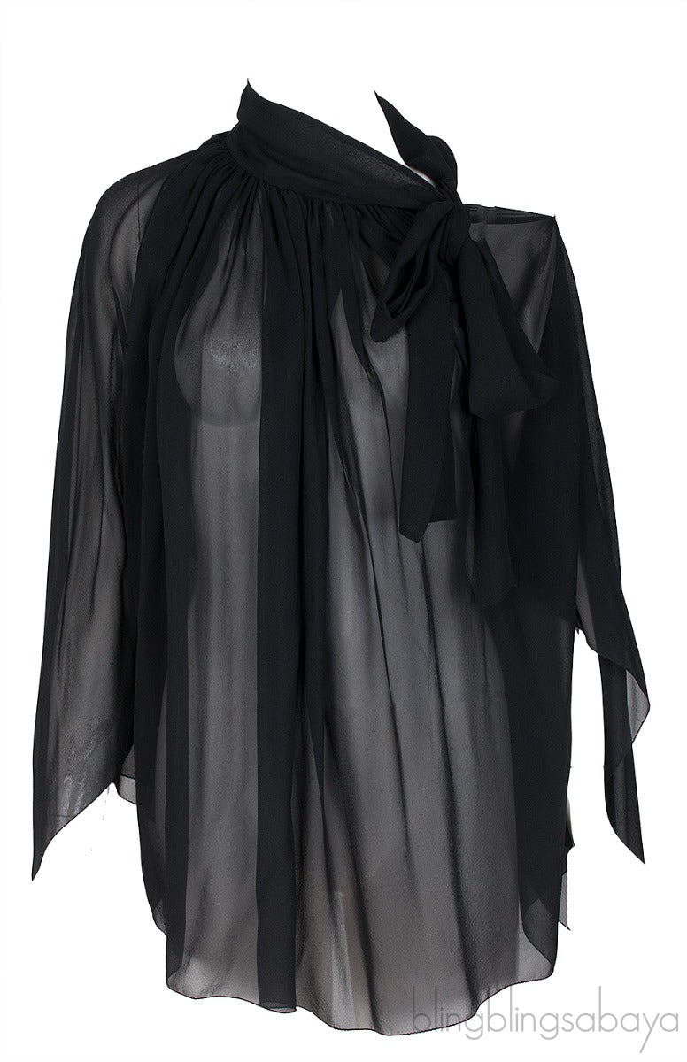 Black Silk Chiffon Shirt