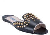 Studs Black Saffiano Open Toe Slide