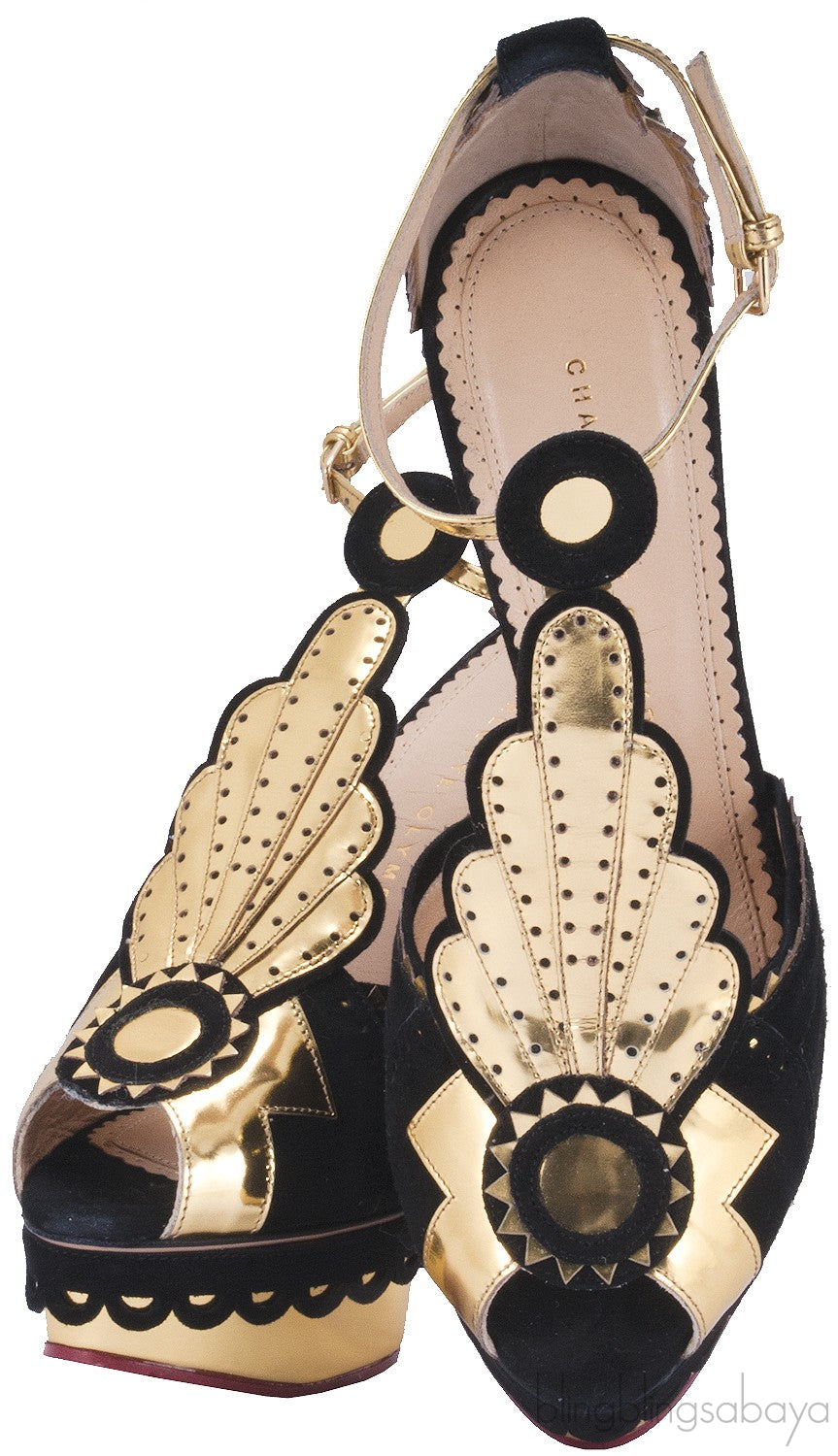 Sunset Art Deco Suede Pump