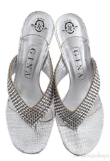 Silver T-strap Sandals