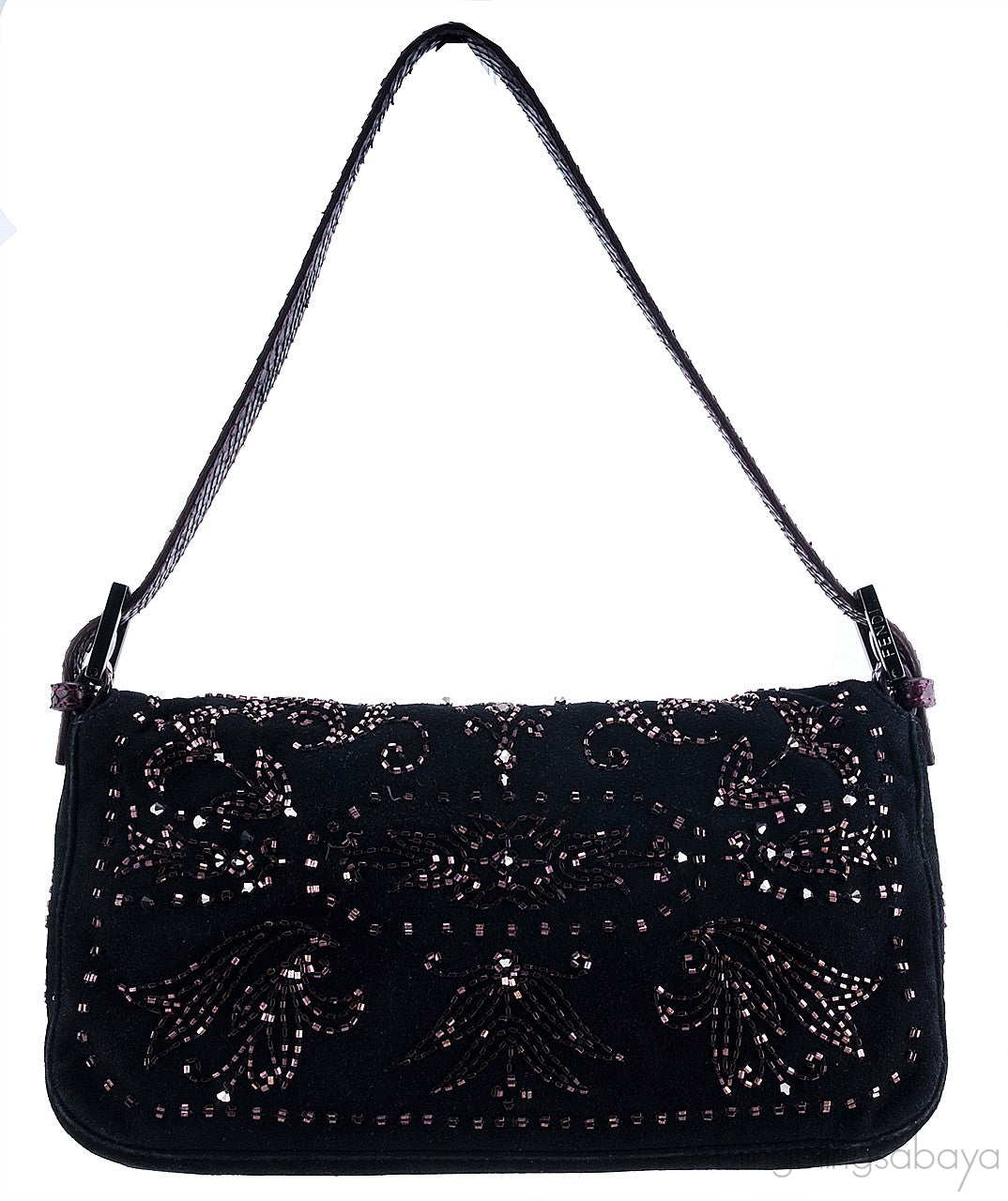 Black Beads Embroidered Baguette