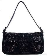 Black Beads Embroidered Baguette