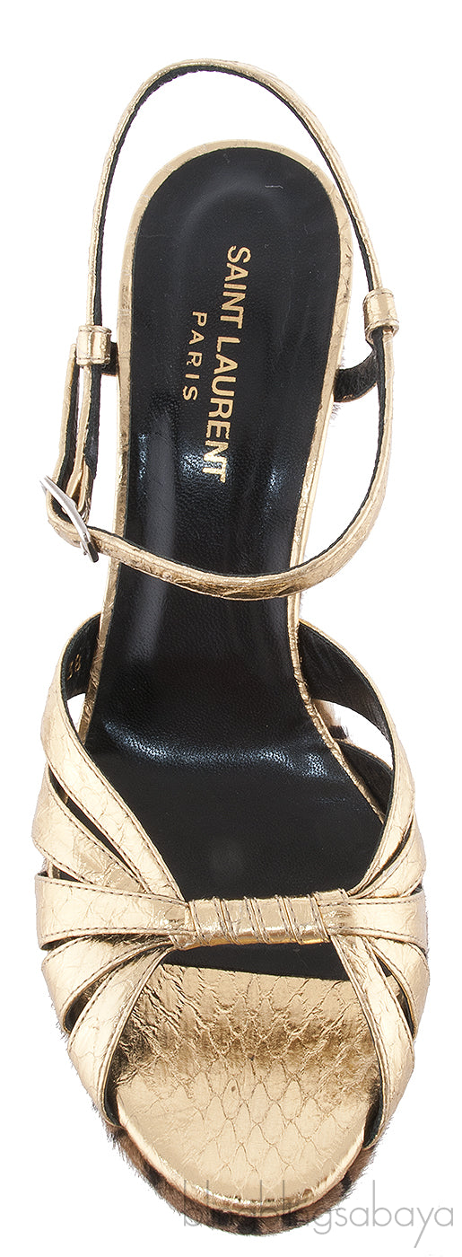Gold Python Candy Platform Sandals