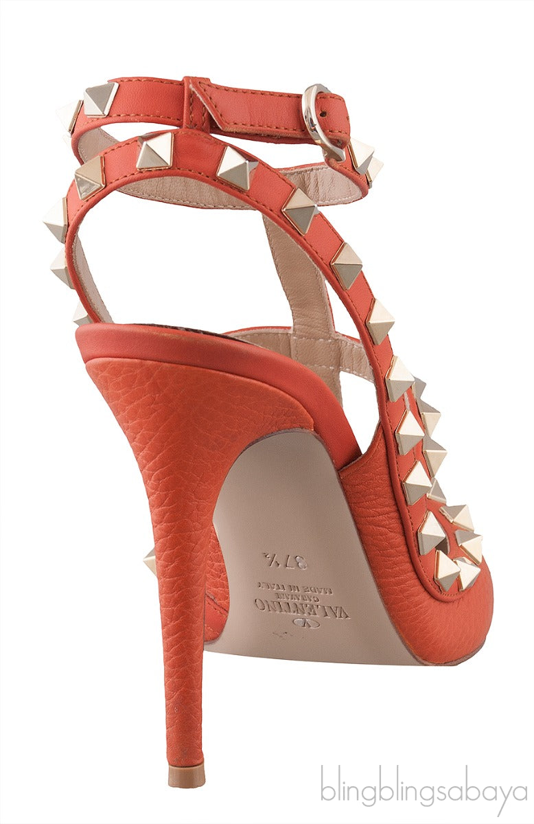 Rockstud Brique Gold Studs Heels 100
