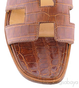 Oran Sandals Brown Crocodile