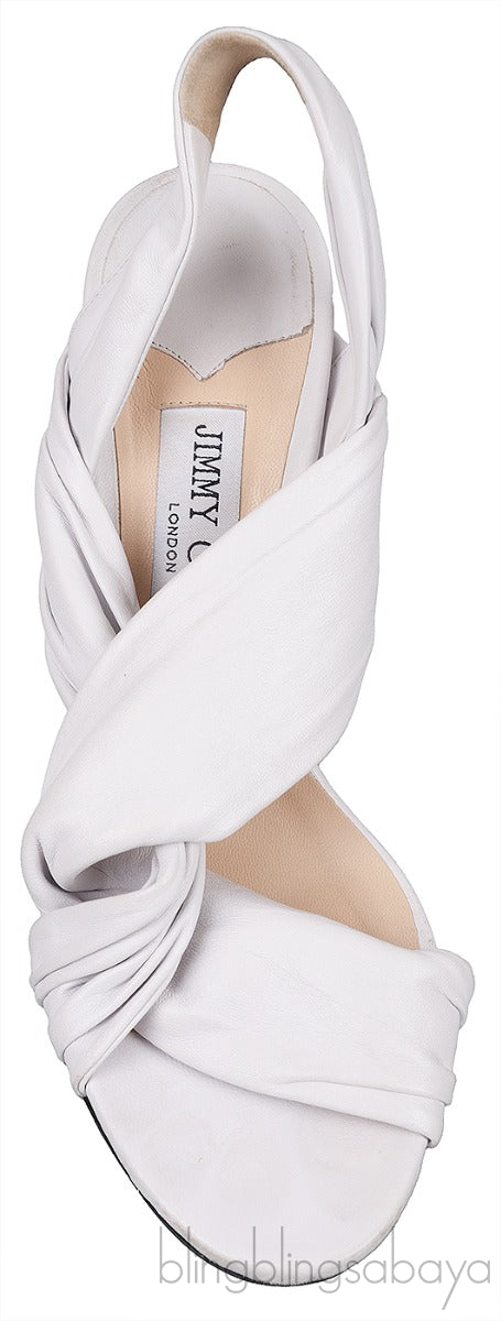 White Leather Slingback Heels