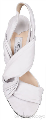 White Leather Slingback Heels