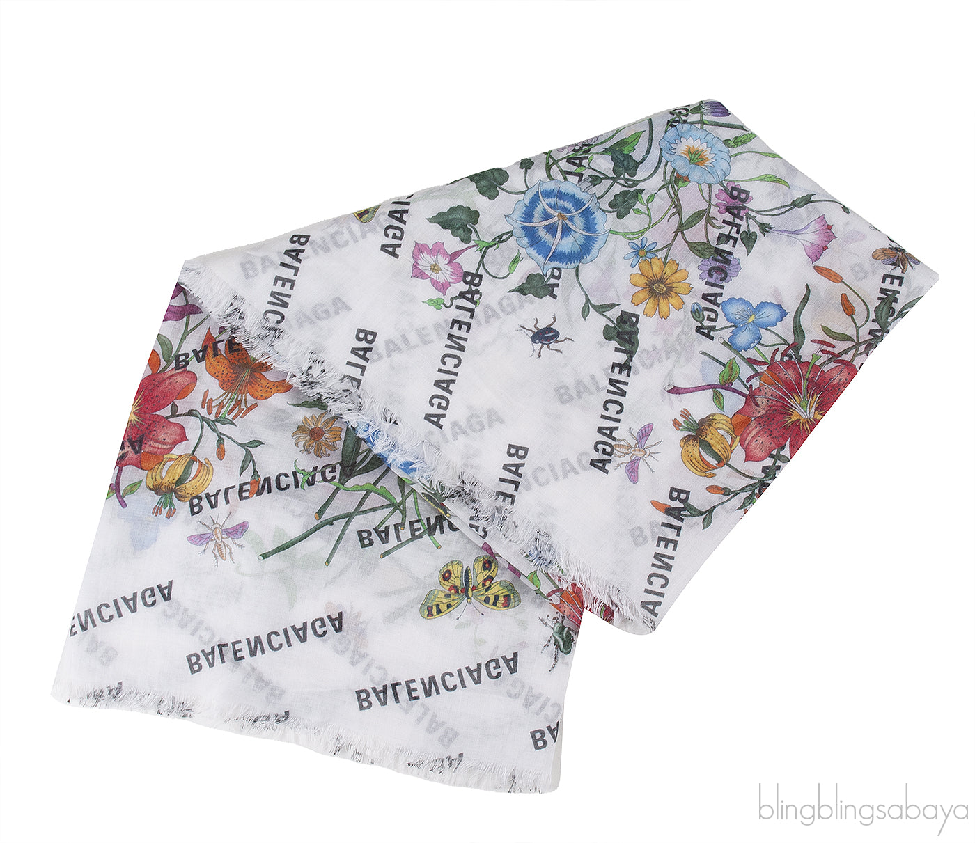 The Hacker Project Flora Print Silk Scarf White