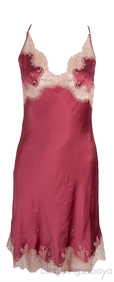 Carine Gilson Old Rose Lace Trim Cami Dress
