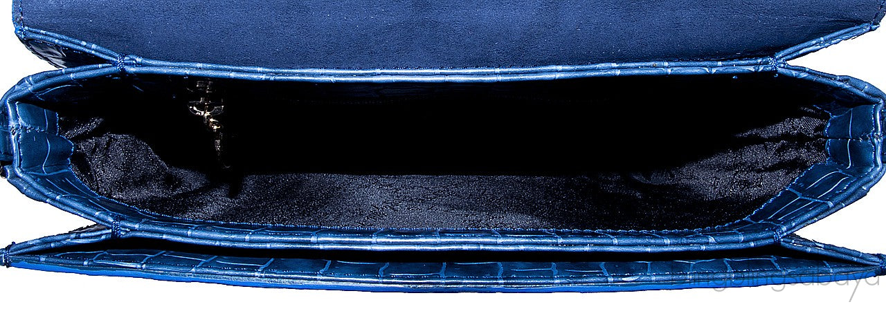 Faux Blue Croc Grace Bag