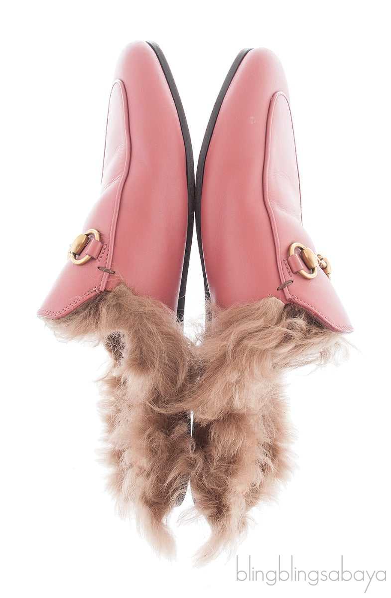 Pink Princetown Fur Slide