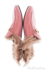 Pink Princetown Fur Slide