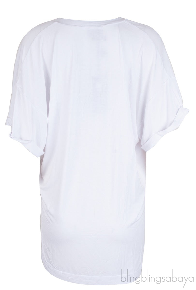 White Oversized Logo Print T-shirt