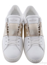 White and Gold Stripe Trainer Sneakers