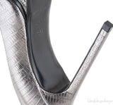 Yves Saint Laurent Gun Metal Lizard Print Pointed Pump