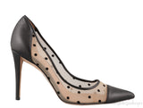 Polka dot Mesh Pointed Toe Heels