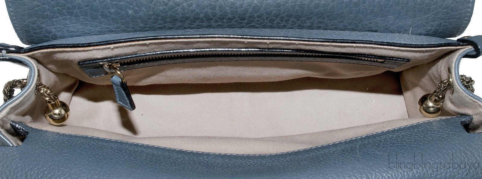 Sally Blue Grey Textured Leather Bag