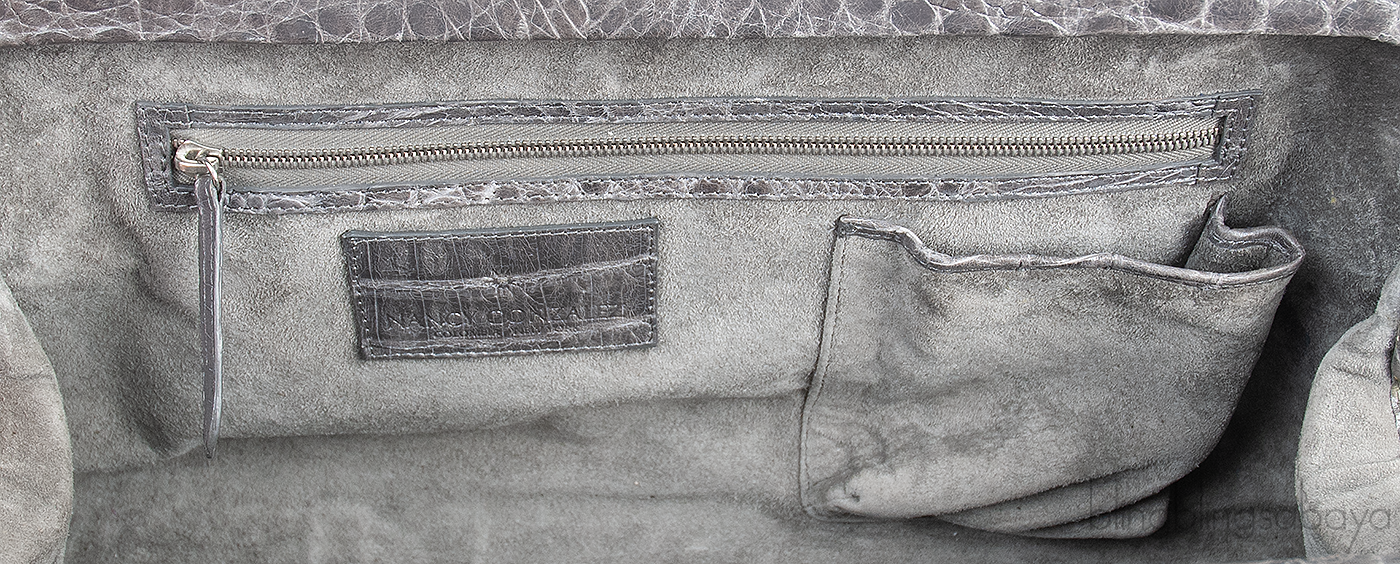 Crocodile Grey Frame Top Handbag