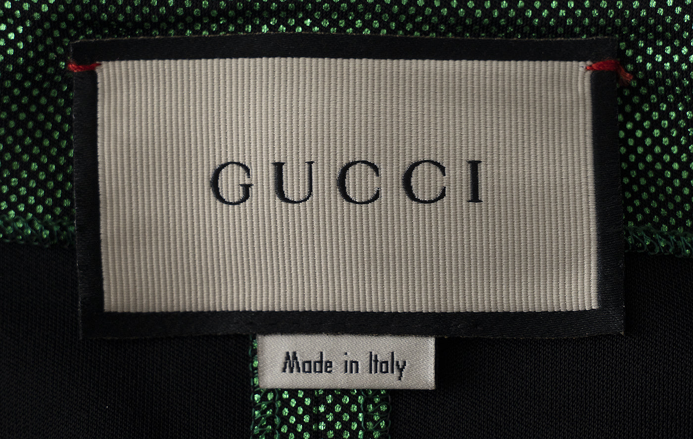 Gucci Green Metallic Bateau Neckline Mini Dress XS
