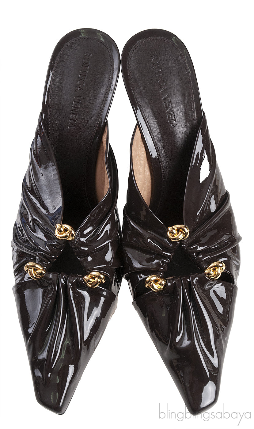 Bottega Veneta Fondant Patent Leather Bunny Mules 38.5
