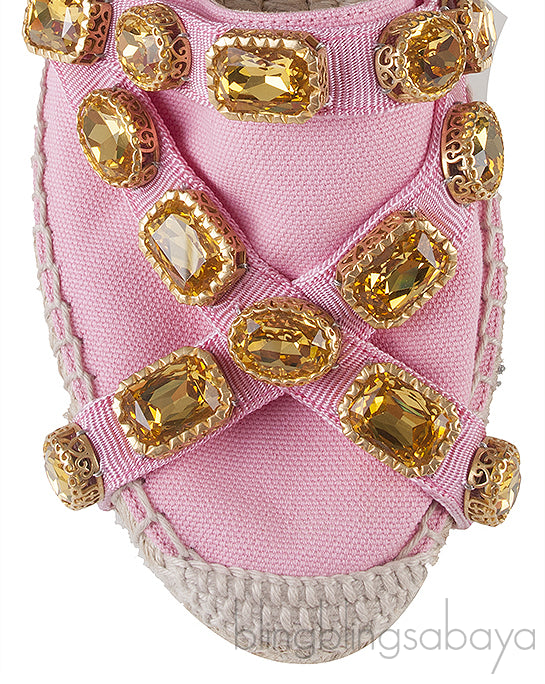 Pepita Pink Canvas Crystal Espadrille