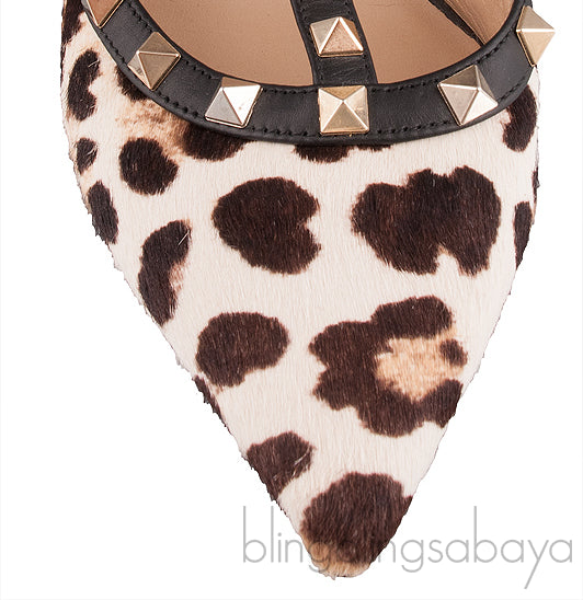 Leopard Pony Hair Rockstuds Pumps