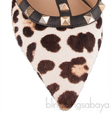 Leopard Pony Hair Rockstuds Pumps