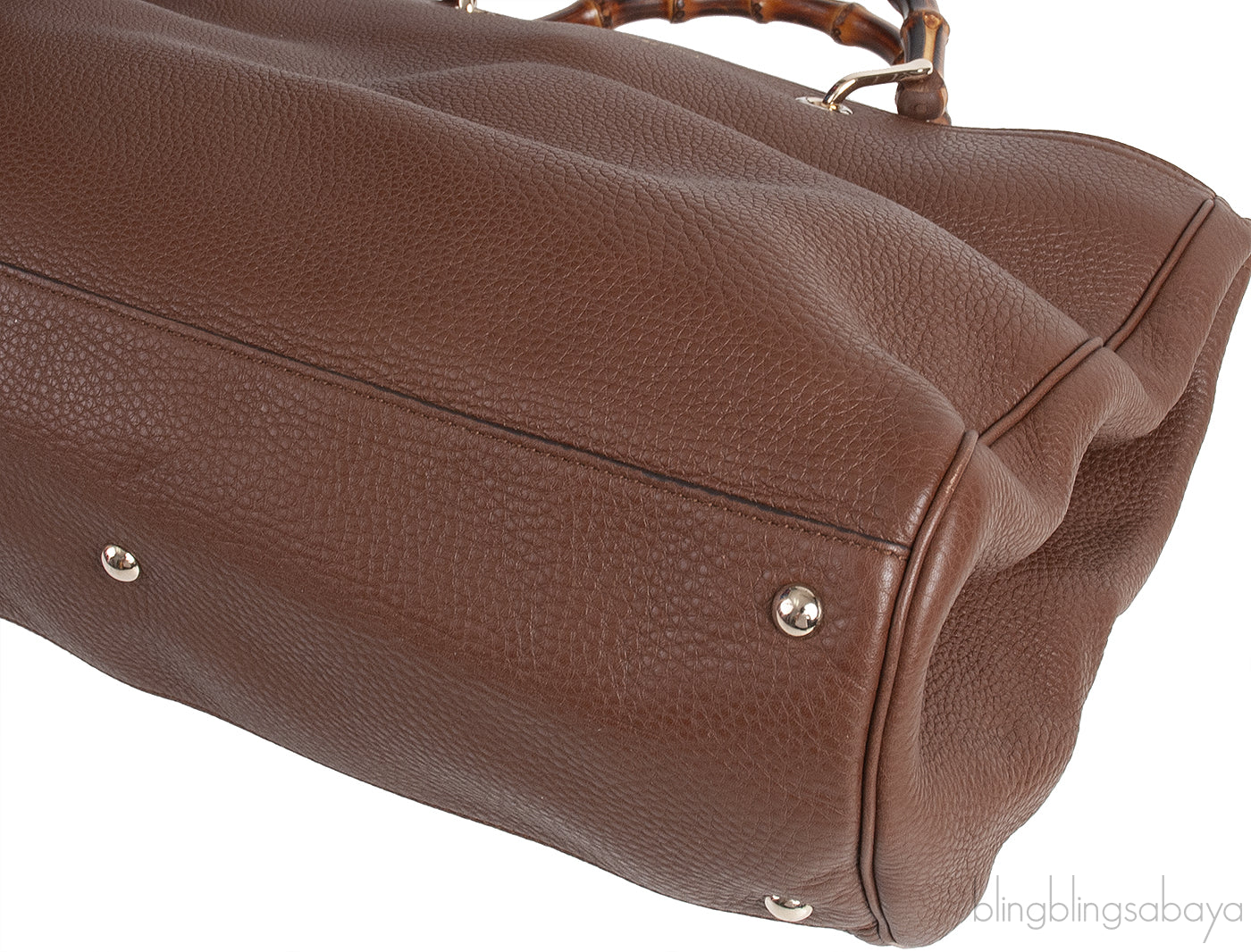 Brown Leather Bamboo Shopper Tote