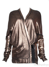 Metallic Copper Wrap Cardigan