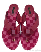 Red Damier Slip-on Sandals