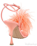 Dot Feather-trimmed Leather Sandals