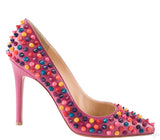 Multicolored Spike Purple Leather Pump