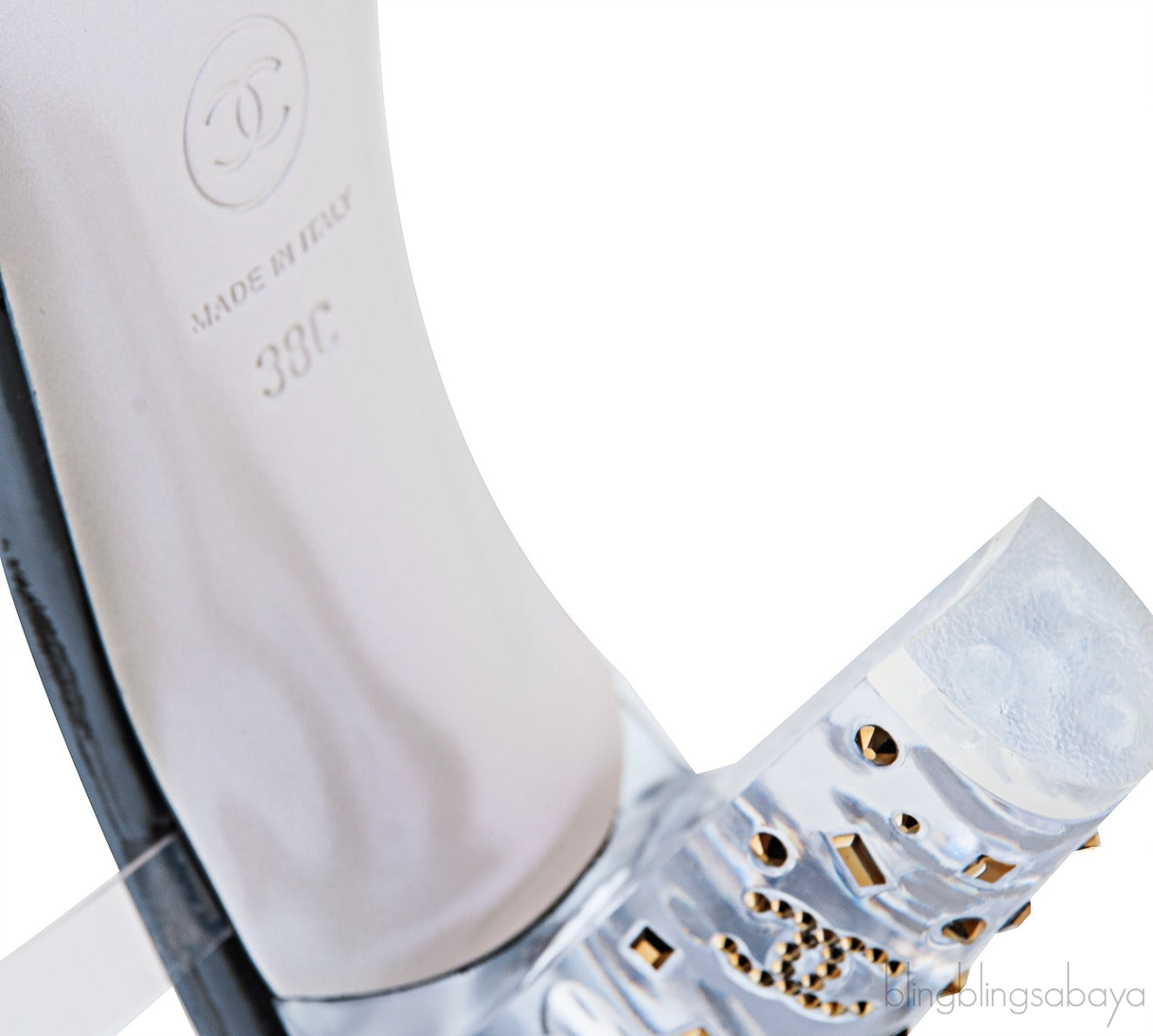 PVC Crystal & Fabric Cap Toe Slingback