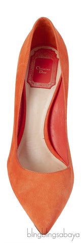 Christian Dior Orange Suede Pointed Heels