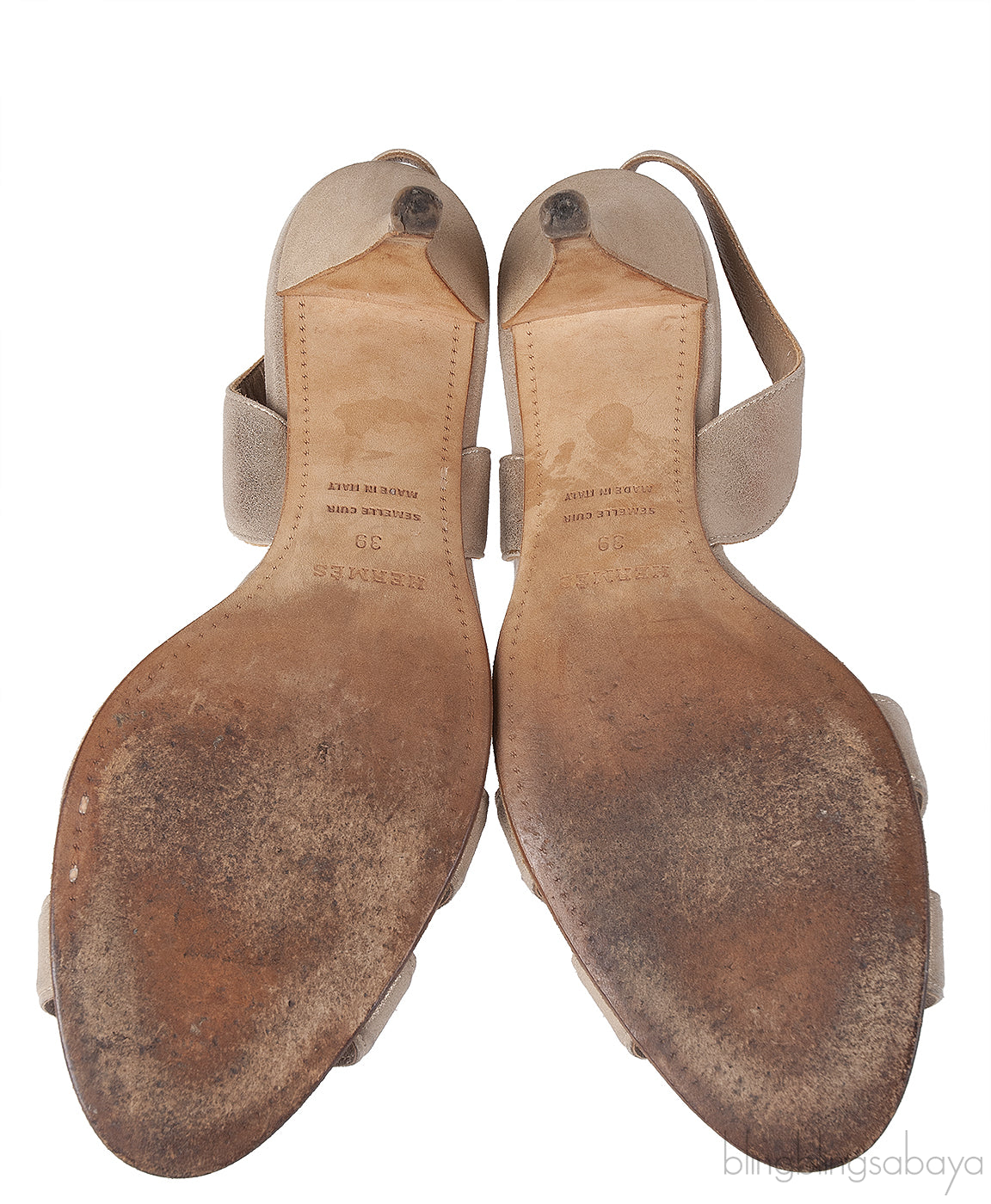 Hermes Night 70 Gold Slingback Sandals
