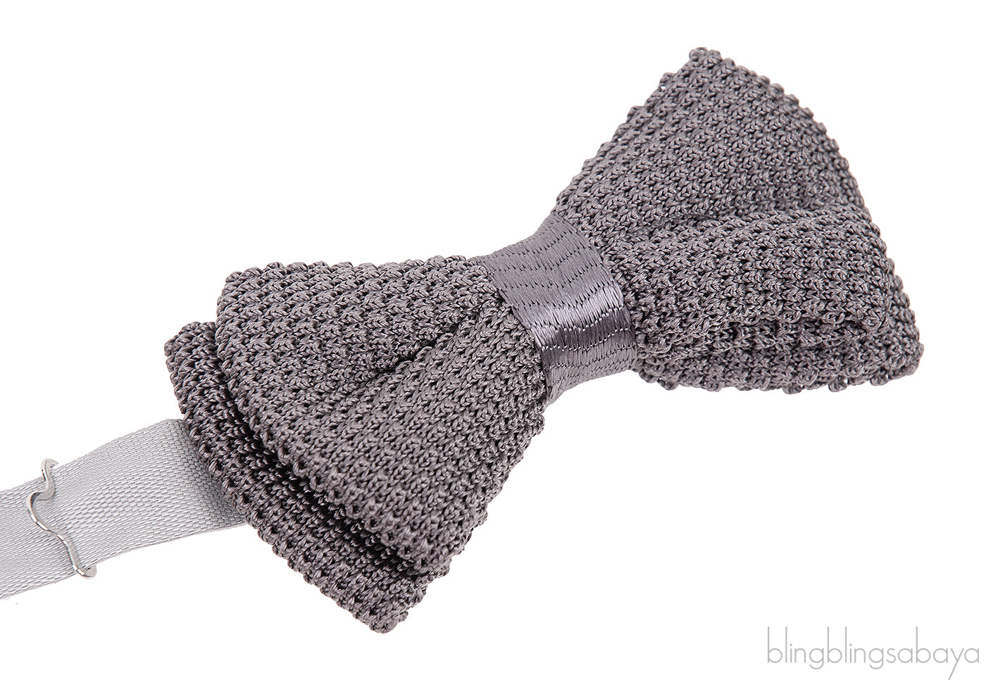Grey Knitted Silk Bow Tie
