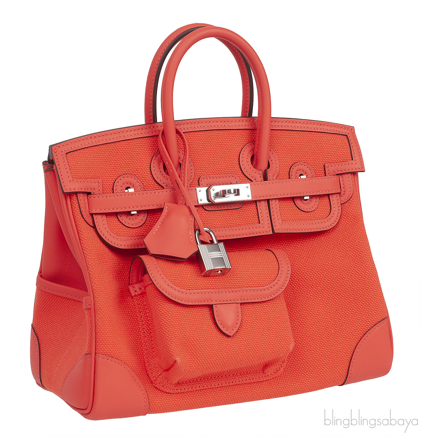 Birkin 25 Cargo Orange Field Toile Goeland Swift PHW