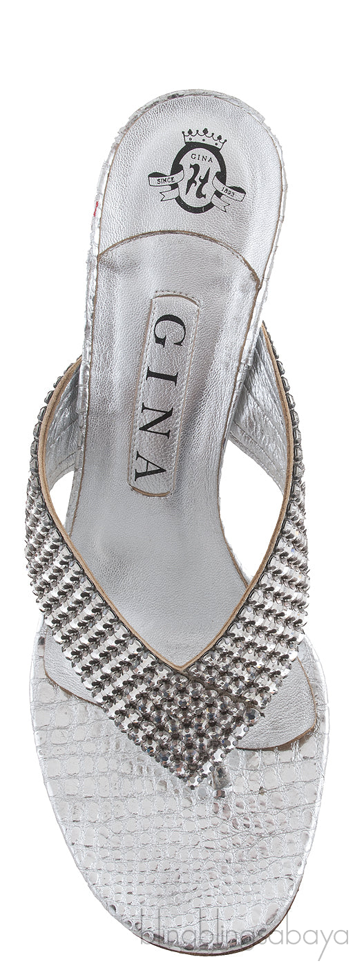 Silver T-strap Sandals