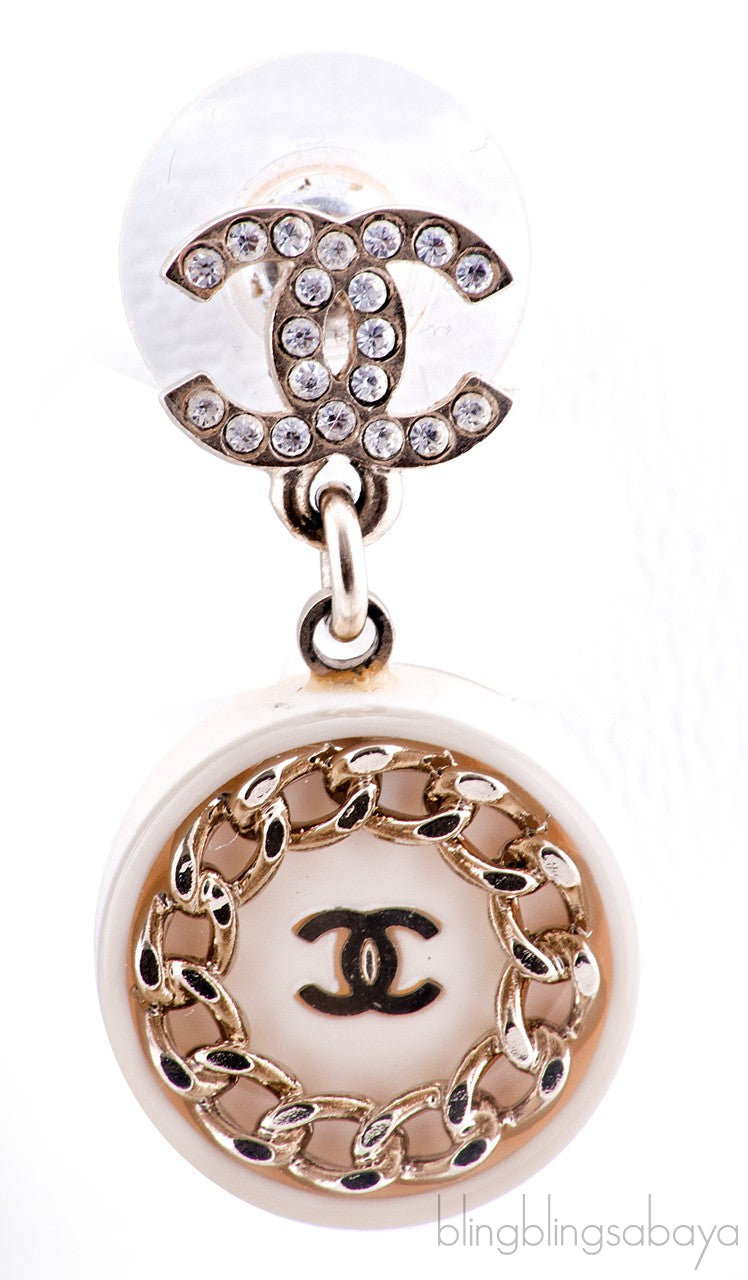 Crystal CC Logo Dangle Earrings