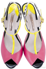 Multicolor T-strap Slingback Pump